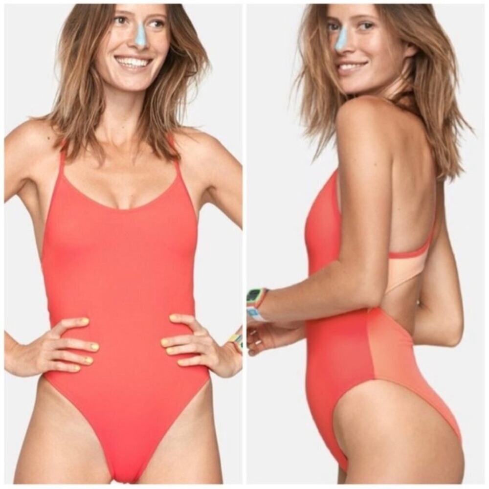 OUTDOOR VOICES Pink Color-Blocked One Piece Bathing Suit Swim Size XL